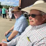 Cowboy Hall of Fame Men: L to R; Bruce Smith and Darrell Hermanson sharing a few laughs and memories of Litchville.