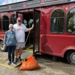 river-clean-up-3: Kay and Bruce Jacobson helped out by driving volunteers to and from canoe sites.