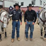 Cameron and Scott: Cameron Morman (left) with his horse Odde, the Badlands Circuit Haze Horse of the Year, and Scott Kleeman with Rassy Mae, the Circuit’s Steer Wrestling Horse of the Year.