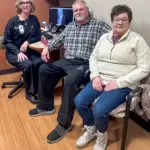 Dale Sather Story: L to R; Dr. Keene, Dale and Colleen Sather.
