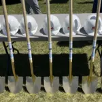 Groundbreaking: Ceremonial shovels.