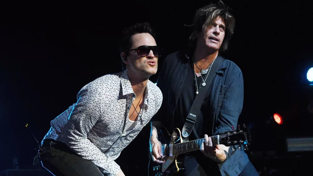 Vocalist Jeff Gutt and guitarist Dean DeLeo^ of Stone Temple Pilots at Km de Vantagens Hall in the city of Rio de Janeiro. February 15^ 2019.