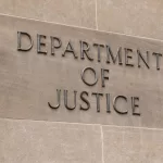 United States Department of Justice sign in Washington^ DC on July 12^ 2017