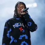 Wiz Khalifa raps on a stage with his band at the Aerodrome festival in Prague^ Czech Republic PRAGUE^ CZECH REPUBLIC- JUNE 28 2018