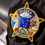 Alaska state trooper official batch icon on clothes close up Titusville^ FL^ USA - Feb. 12^ 2021