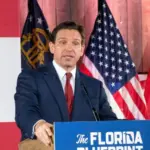 Florida Governor Ron DeSantis delivers a speech to invited guests at Adventure Outdoors^ Smyrna Georgia Smyrna^ Georgia USA - March 30^ 2023