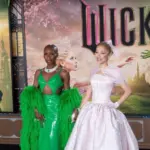 LOS ANGELES^ CA. Cynthia Erivo and Ariana Grande at the premiere for Wicked at the Dorothy Chandler Pavilion. November 09^ 2024