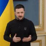 Ukrainian President Volodymyr Zelenskyy speaks during a briefing. Kyiv^ Ukraine^ March 25 2025