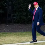 President Donald Trump leaves the White House and walks towards Marine One WASHINGTON – February 28 2025