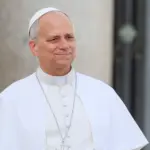 Pope Leo XIV addresses the faithful gathered in St. Peter’s Square on the occasion of the Jubilee of Poor at the Vatican^ November 16^ 2025.