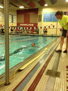 Jacob participating in the 25 YD Freestyle Event