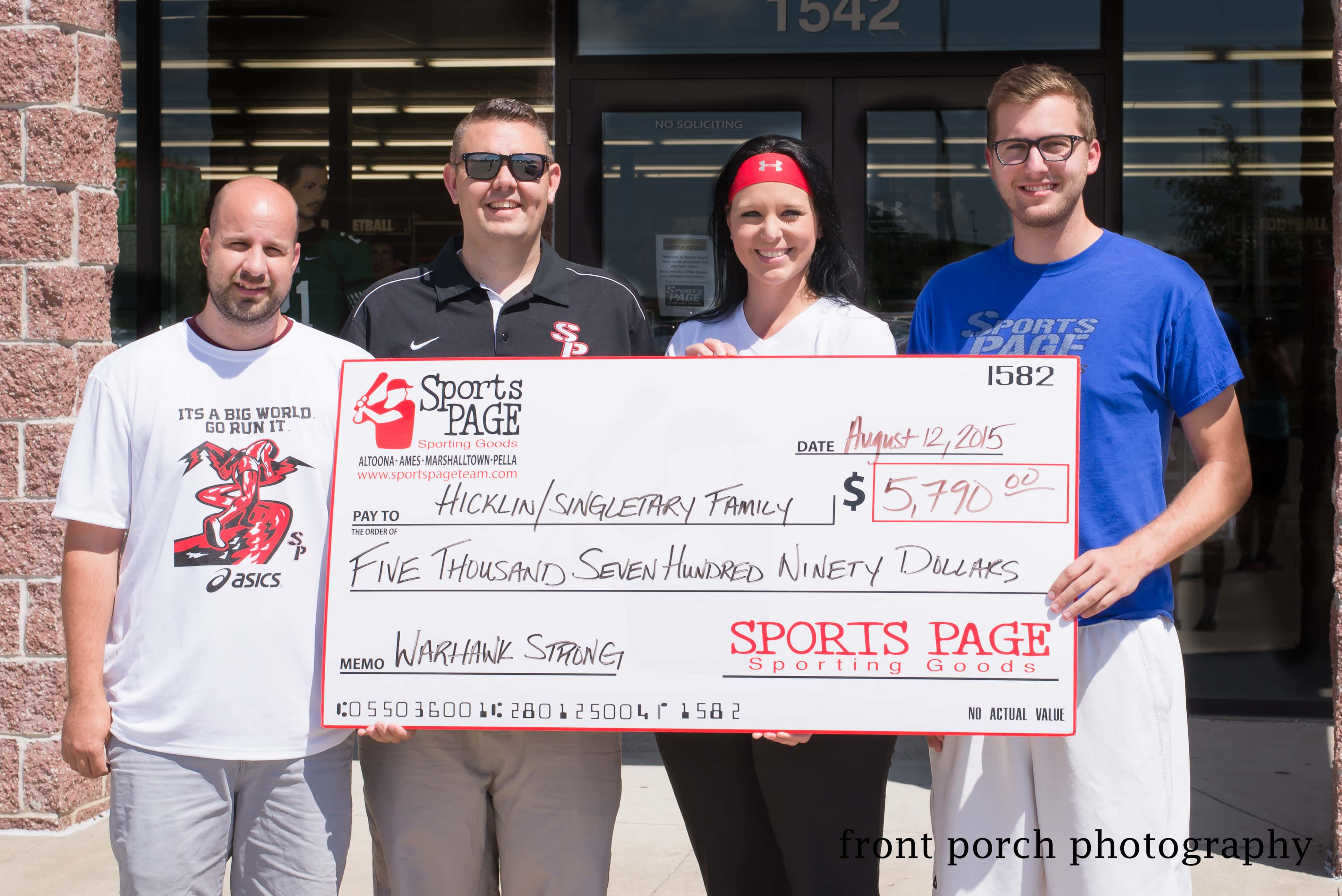 Sports Page Team Donates Proceeds from "Warhawk Strong" Shirts