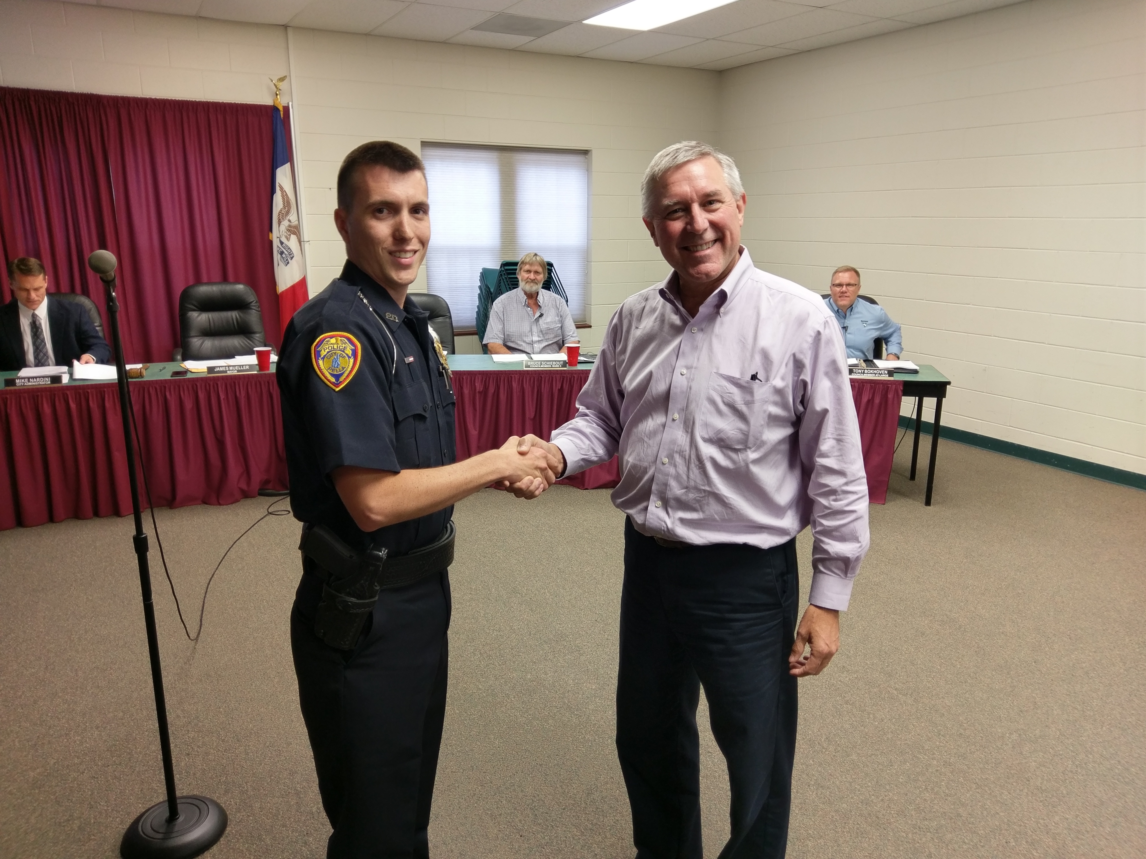 Officer Andrew Shinkle was sworn in on August 2nd. He's the first of two hires made this month by the Pella PD.