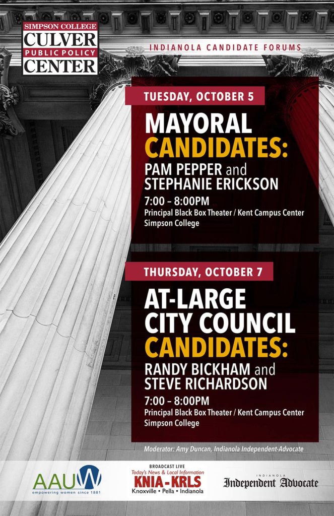 Indianola Mayor Candidate Forum Tonight, At-Large Candidates Thursday - Vimarsana News