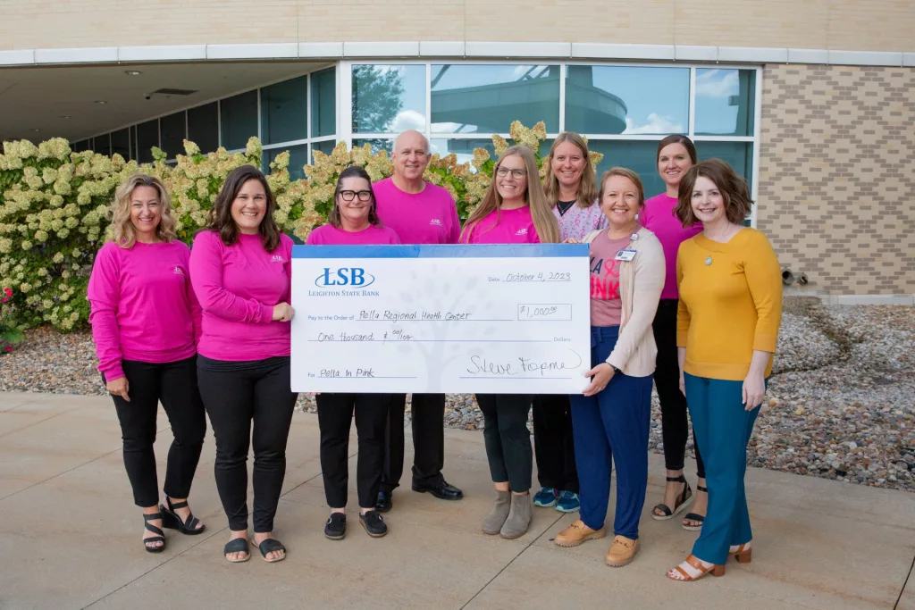 Leighton State Bank Employees Raise $1,000 for Pella in Pink - Vimarsana News