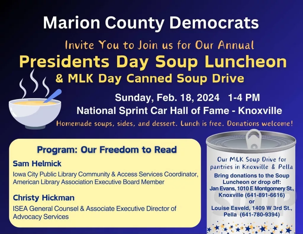 Marion County Democrats Holding Presidents Day Soup Luncheon on Sunday - Vimarsana News