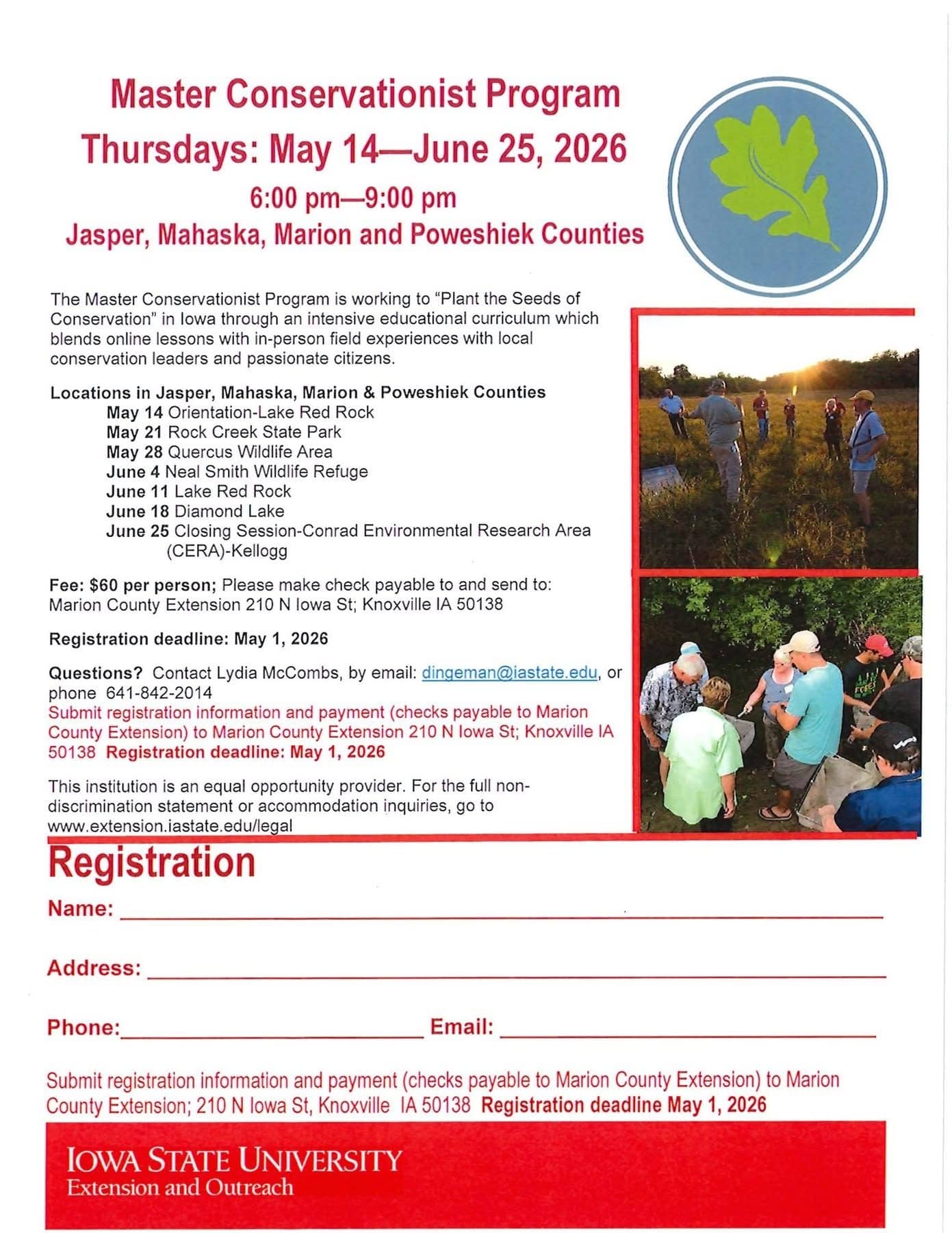 Master Conservationist Program Available for Marion and Jasper County Residents