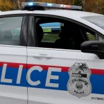 October 13^ 2020 Columbus Police Vehicle as Vice President Mike Pence motorcade passes by.