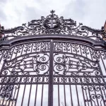 Harvard University iron gate in Cambridge^ Massachusetts^ USA.