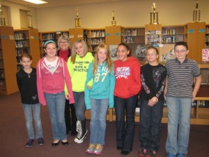 Carla Wood (third from left) pictured with 6th grade social studies students