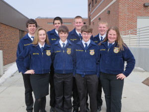 Back row (L-R): Mason Burkett, Elijah Muir, Wade Wuebker, Dylan Fouch. Front row (L-R): Noelle Gray, Mac Adamson, Brian Rasmussen, and Cassidy Carstens.  Photo courtesy of Cortney Schmidt