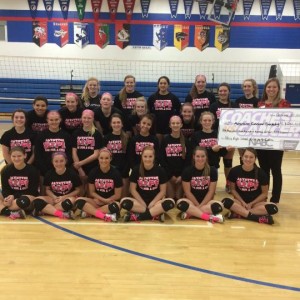 Perry volleyball team raised over 1700 dollars during their recent Dig For a Cure Night.