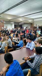 It was a full library Wednesday as students gather to watch a National Letter of Intent and to learn what it means.