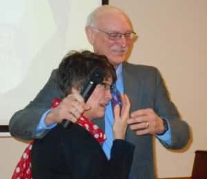 2013 ABC winner Don Orris (right) embraces 2014 ABC winner Diane Wise (left)