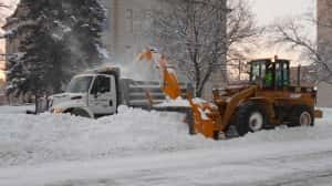 Jefferson St. Dept. clearing snow on Tuesday