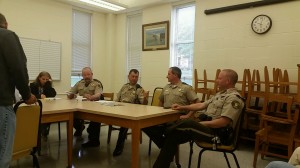 From right to left: Guthrie County Auditor Jerri Christman, Guthrie County Chief Deputy Jeremy Bennett, Guthrie County Sheriff Marty Arganbright, Dallas County Sheriff Chad Leonard, Cass County Sheriff Darby McClaren