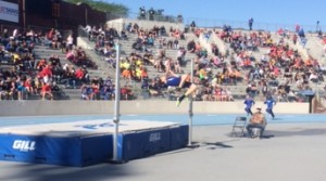 Perry senior Scott James competes in the high jump Thursday morning.