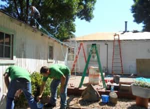 Back of house(right) and garage(left)