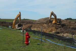 Installing sewer line