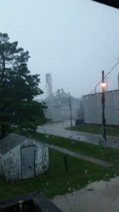 The view of Monday's storm looking west from Raccoon Valley Radio's Stuart studio.