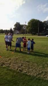 Jackson Van Kirk leads a group of young Bluejays.
