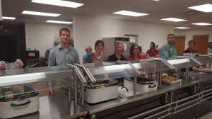 Members of the Stuart Chamber of Commerce serve West Central Valley faculty breakfast Tuesday morning. Photo courtesy of West Central Valley Schools. 