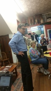 Former Texas Governor Rick Perry speaking to a crowd in Greenfield Tuesday afternoon.