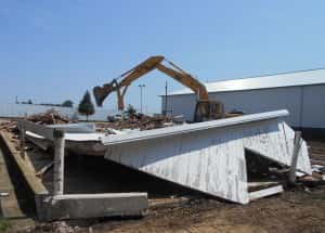 Sheep building demolition in August