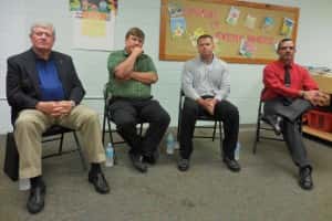 Candidates at forum (L-R): Guy Richardson, Peter Bardole, Jack Williams and Kirk Hammer
