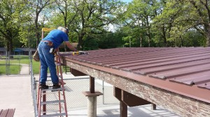 Work being done on the shade roof at pool. Photo courtesy of JPRD