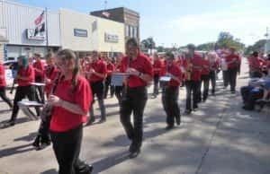 GCHS marching band performing at homecoming parade