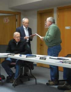 Dan Benitz (right) getting sworn in by City Attorney Bob Schwarzkopf (left)