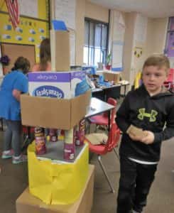A student made a castle using unconventional materials