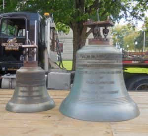 Photo of existing bells taken down from the tower on September 2016