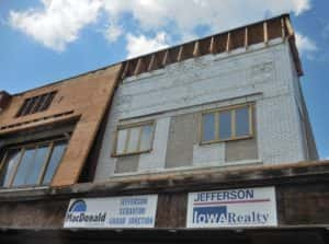 White glazed brick above MacDonald Insurance