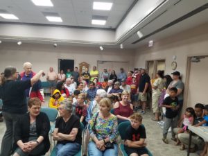 Eager attendees await the eclipse program