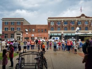 After the program the crowd gathered to view the eclipse for themselves