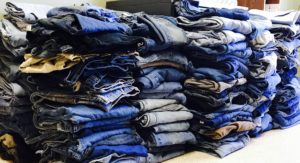 The jeans collected in the Sole Hope used jean drive