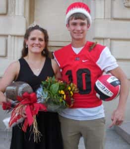 Homecoming queen is Haley Hall (left) and king is Jordan Patterson (right)