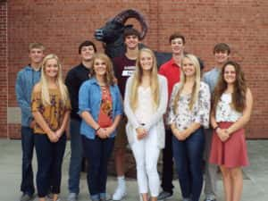 2017 GC Homecoming court. Front row (L-R): Emily Finch, Gwen Black, Megan Durbin, Sydney Schiltz, & Haley Hall. Back row (L-R): Ben Bravard, Joe Towers, Wade Adcock, Garrett Swain, & Jordan Patterson. Photo courtesy of Kirsten Carman.